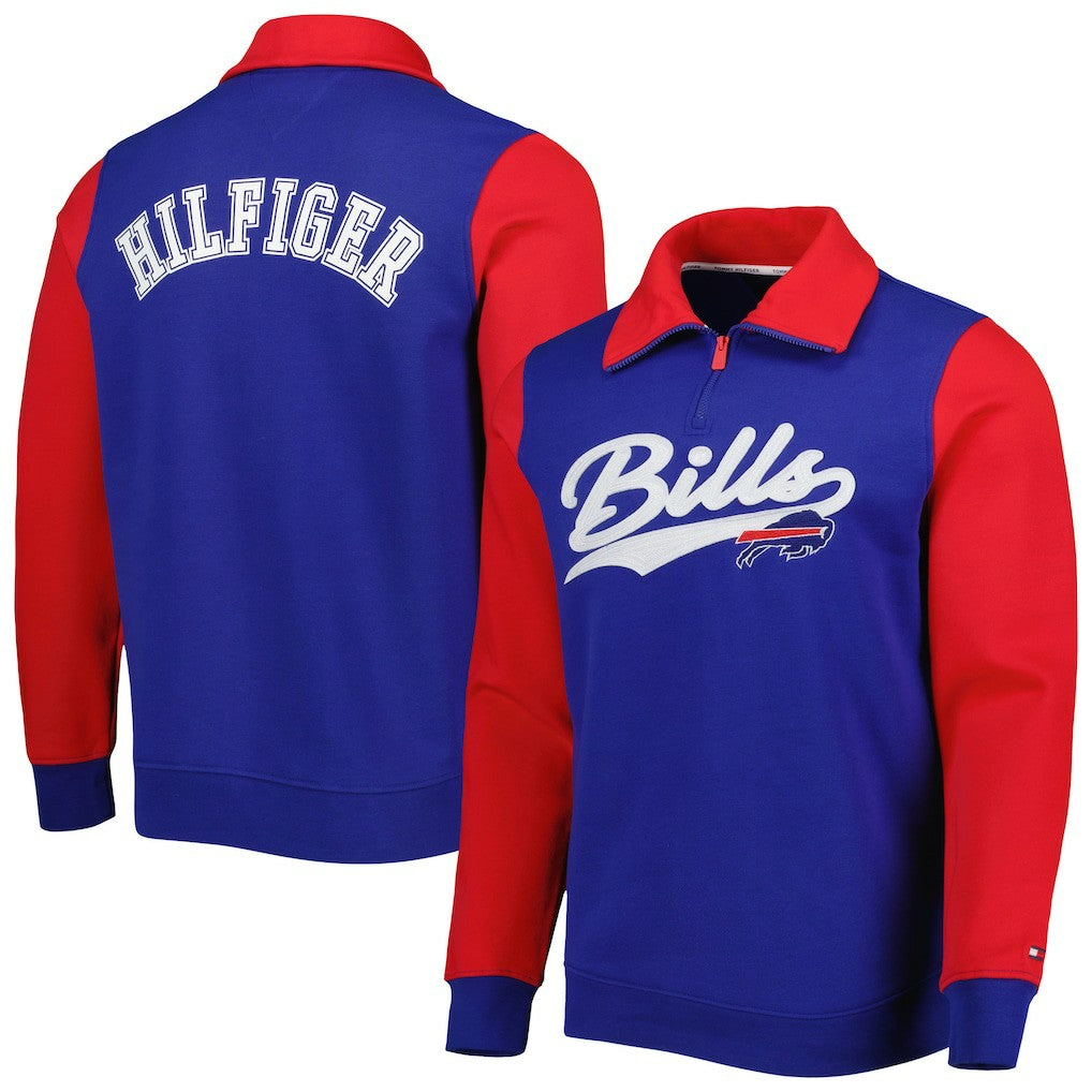 Buffalo Bills Tommy Hilfiger Aiden Quarter-Zip Sweatshirt - Royal/Red on sale