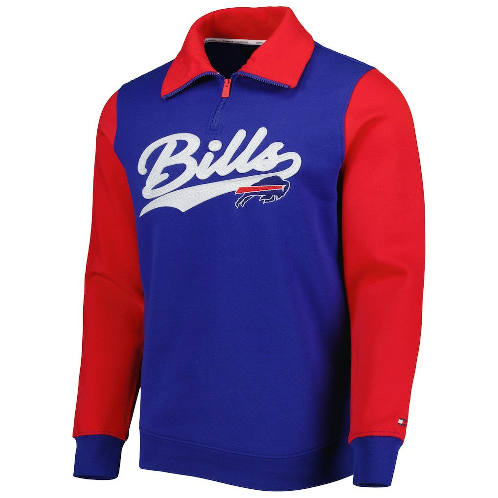 Buffalo Bills Tommy Hilfiger Aiden Quarter-Zip Sweatshirt - Royal/Red on sale