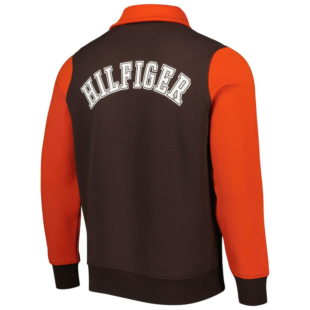 Cleveland Browns Tommy Hilfiger Aiden Quarter-Zip Sweatshirt - Brown/Orange discount