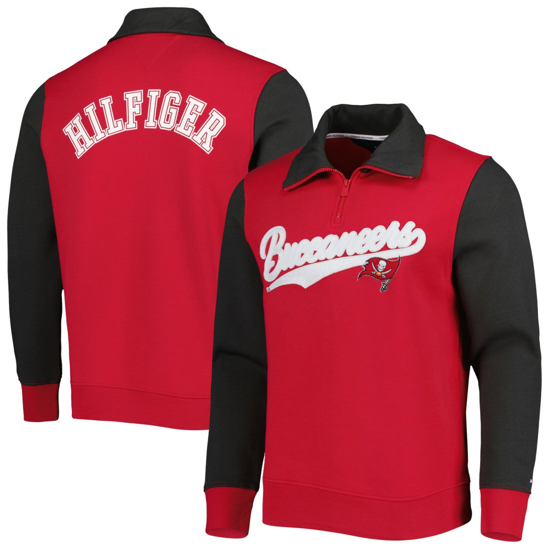 Tampa Bay Buccaneers Tommy Hilfiger Aiden Quarter-Zip Sweatshirt - Red/Pewter for sale