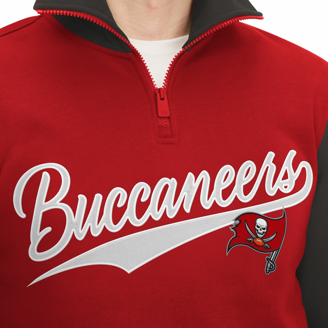 Tampa Bay Buccaneers Tommy Hilfiger Aiden Quarter-Zip Sweatshirt - Red/Pewter for sale