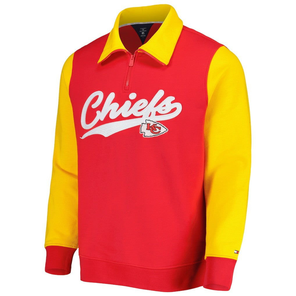 Kansas City Chiefs Tommy Hilfiger Aiden Quarter-Zip Sweatshirt - Red/Gold discount