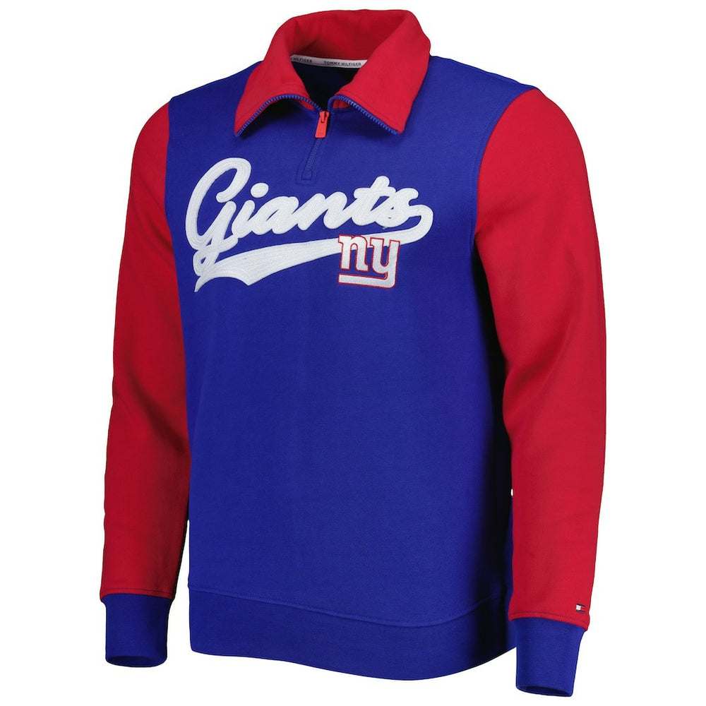 New York Giants Tommy Hilfiger Aiden Quarter-Zip Sweatshirt - Royal/Red online