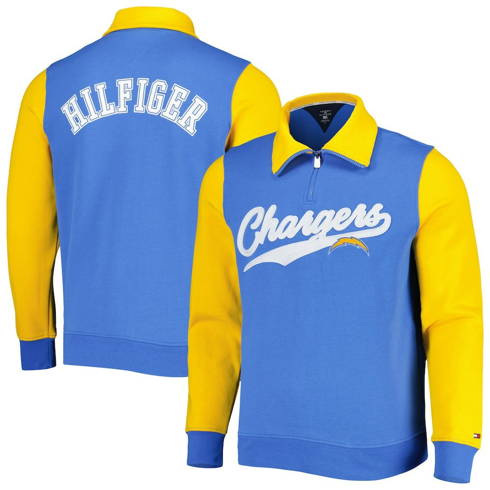 Los Angeles Chargers Tommy Hilfiger Aiden Quarter-Zip Sweatshirt - Powder Blue/Gold outlet