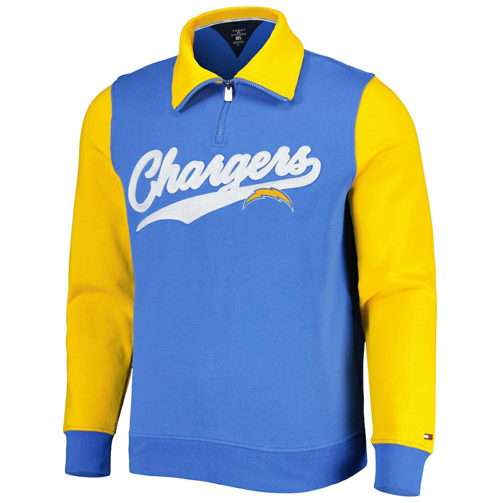 Los Angeles Chargers Tommy Hilfiger Aiden Quarter-Zip Sweatshirt - Powder Blue/Gold outlet