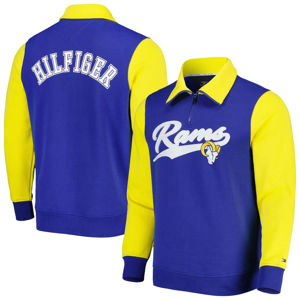 Los Angeles Rams Tommy Hilfiger Aiden Quarter-Zip Sweatshirt - Royal/Gold outlet