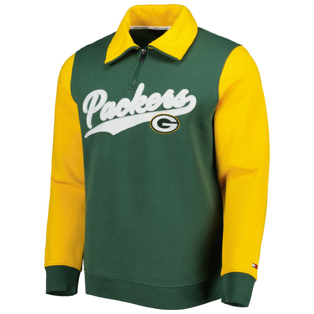 Green Bay Packers Tommy Hilfiger Aiden Quarter-Zip Sweatshirt - Green/Gold sale
