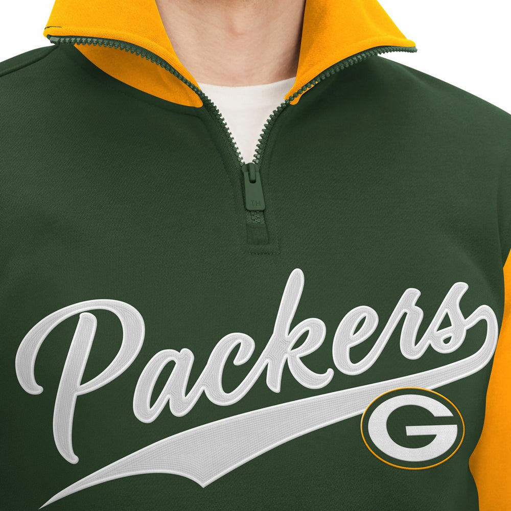 Green Bay Packers Tommy Hilfiger Aiden Quarter-Zip Sweatshirt - Green/Gold sale