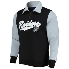 Las Vegas Raiders Tommy Hilfiger Aiden Quarter-Zip Sweatshirt - Black/Silver for sale