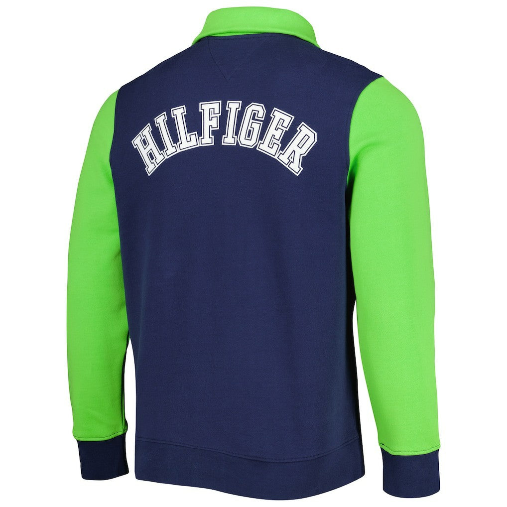 Seattle Seahawks Tommy Hilfiger Aiden Quarter-Zip Sweatshirt - College Navy/Neon Green discount