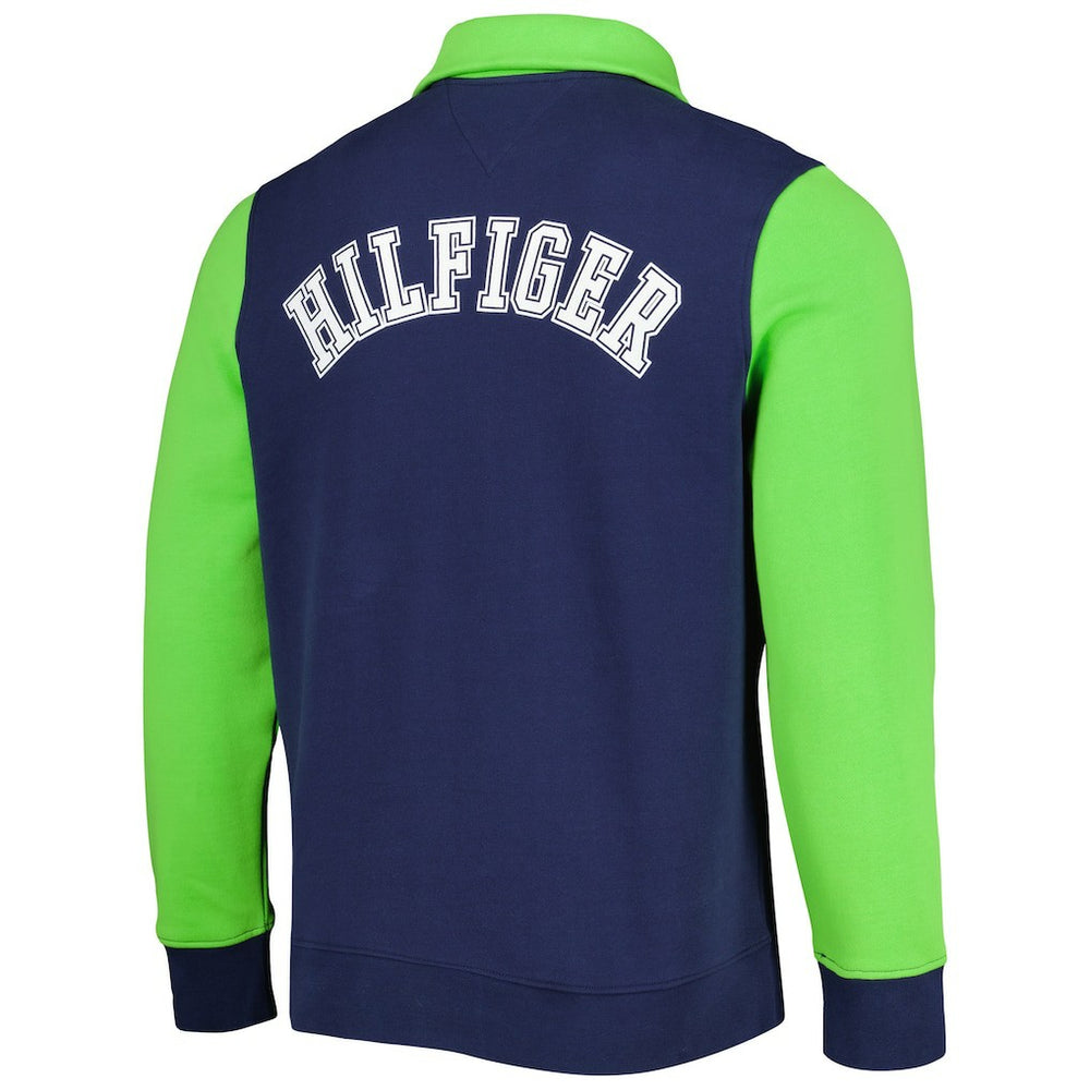 Seattle Seahawks Tommy Hilfiger Aiden Quarter-Zip Sweatshirt - College Navy/Neon Green discount