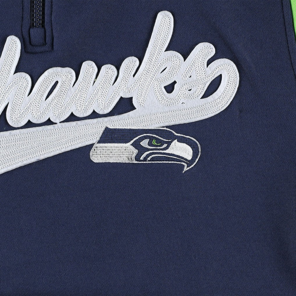 Seattle Seahawks Tommy Hilfiger Aiden Quarter-Zip Sweatshirt - College Navy/Neon Green discount