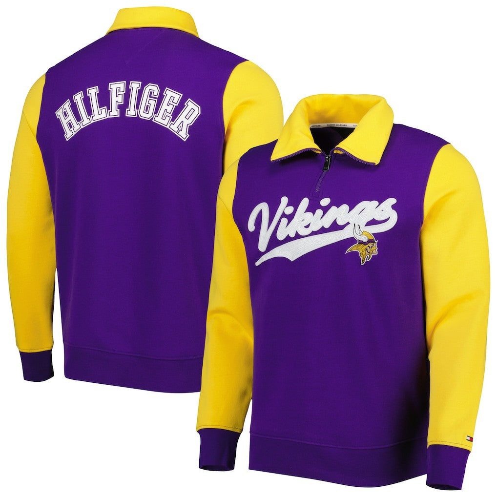 Minnesota Vikings Tommy Hilfiger Aiden Quarter-Zip Sweatshirt - Purple/Gold cheap