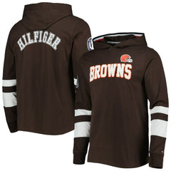 Cleveland Browns Tommy Hilfiger Alex Long Sleeve Hoodie T-Shirt - Brown/White cheap