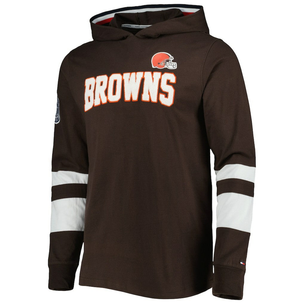 Cleveland Browns Tommy Hilfiger Alex Long Sleeve Hoodie T-Shirt - Brown/White cheap