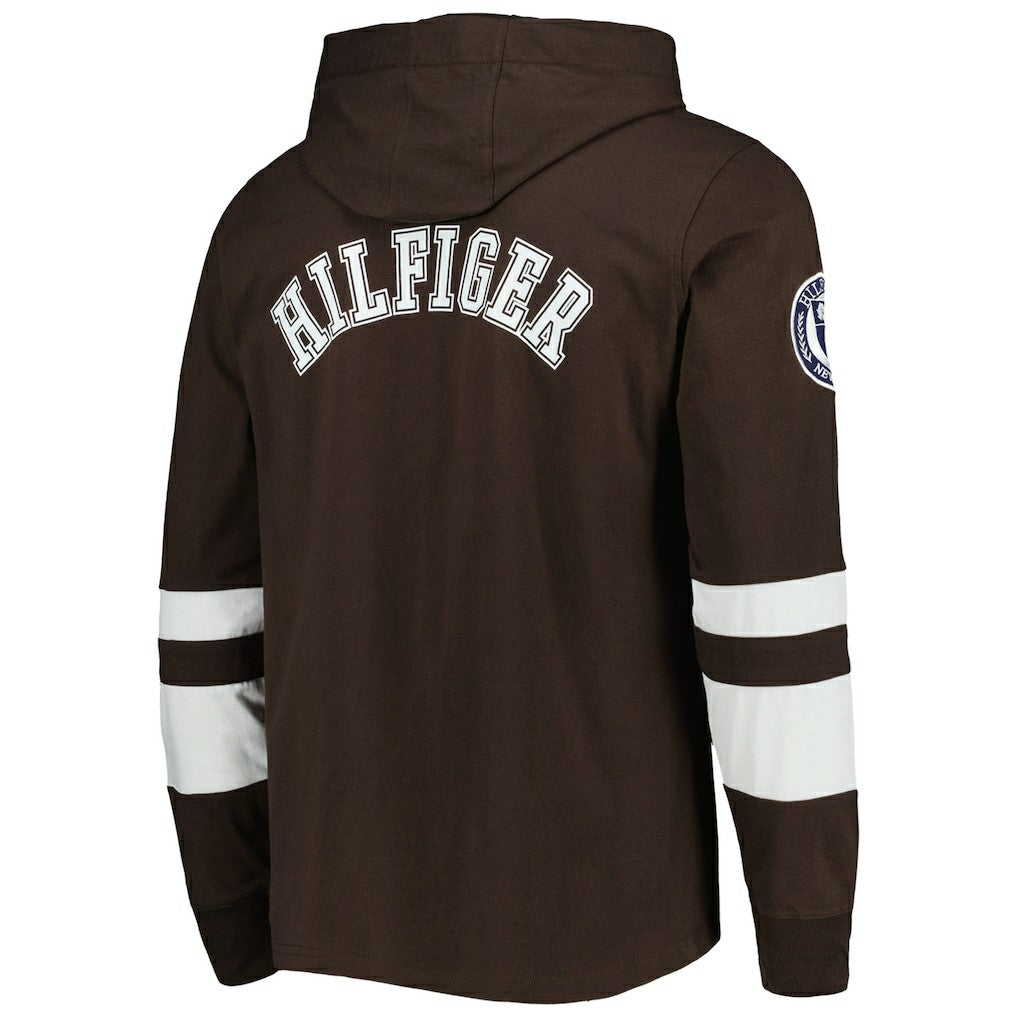 Cleveland Browns Tommy Hilfiger Alex Long Sleeve Hoodie T-Shirt - Brown/White cheap