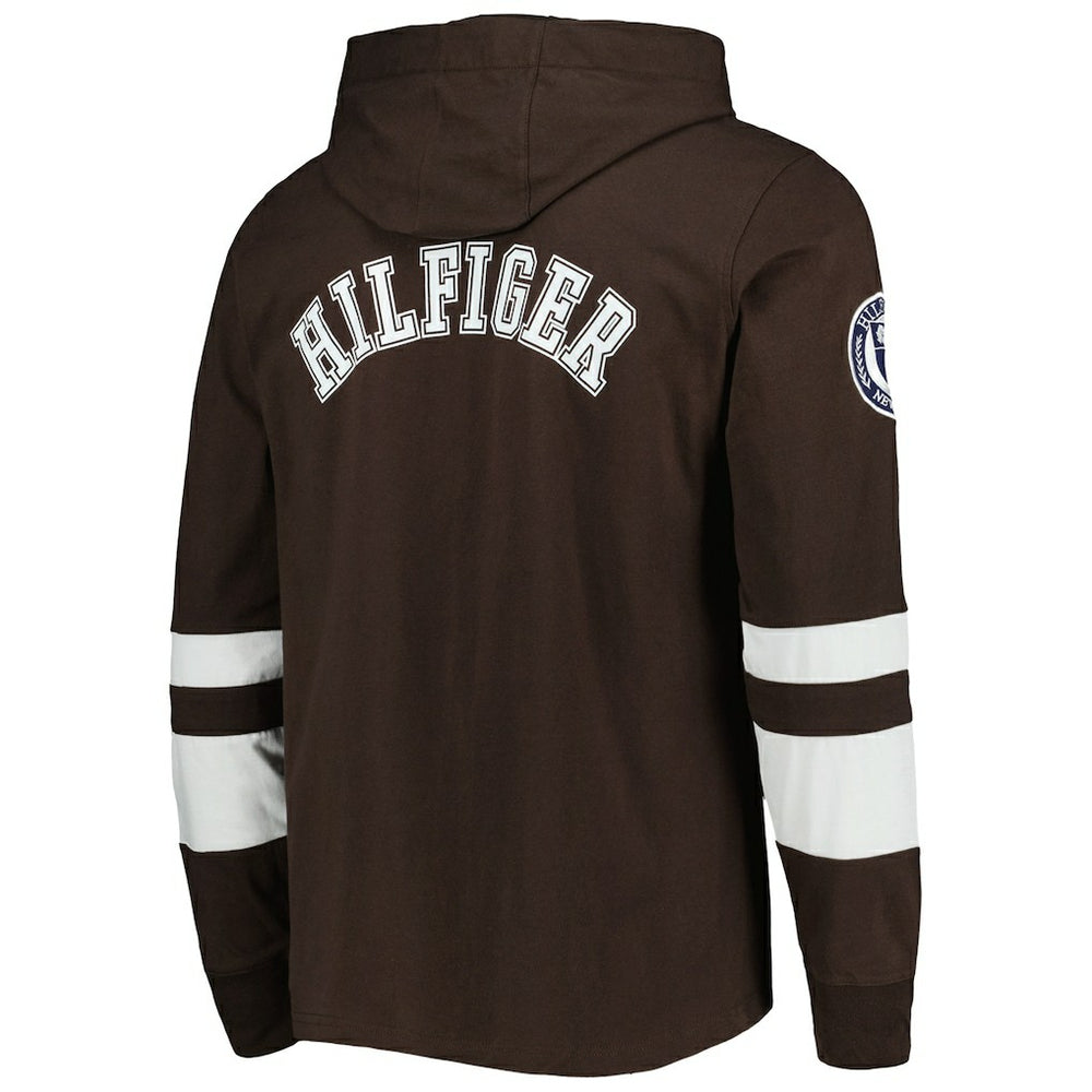 Cleveland Browns Tommy Hilfiger Alex Long Sleeve Hoodie T-Shirt - Brown/White cheap