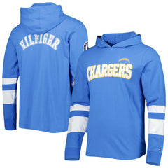 Los Angeles Chargers Tommy Hilfiger Alex Long Sleeve Hoodie T-Shirt - Powder Blue/White on sale