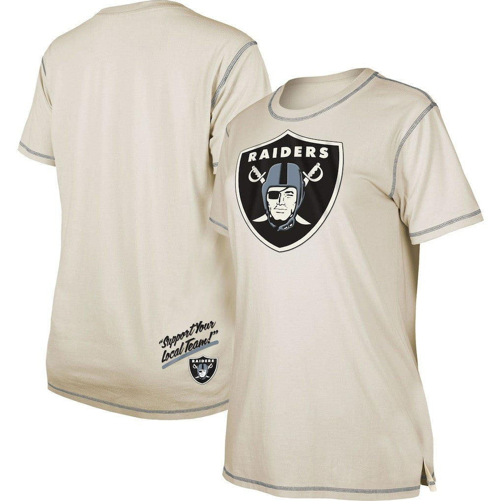 Las Vegas Raiders New Era Women's Split T-Shirt - Cream discount