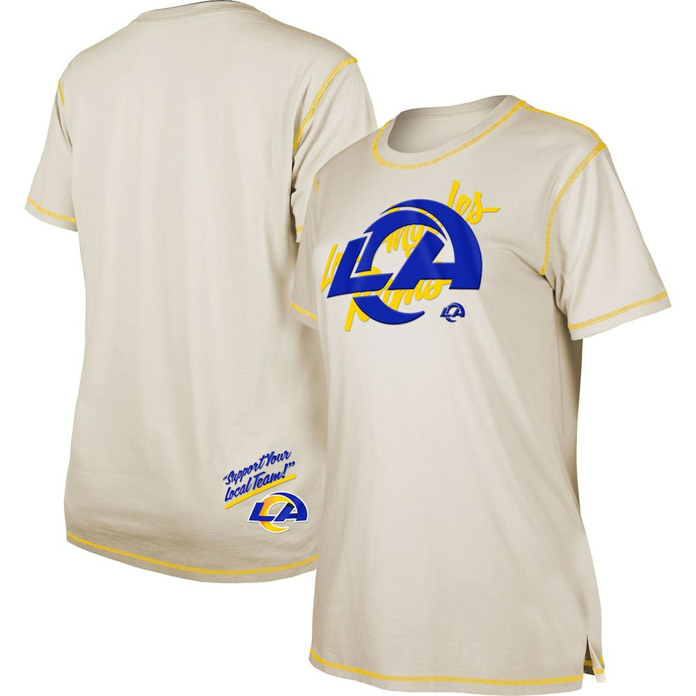 Los Angeles Rams New Era Women's Split T-Shirt - Cream sale