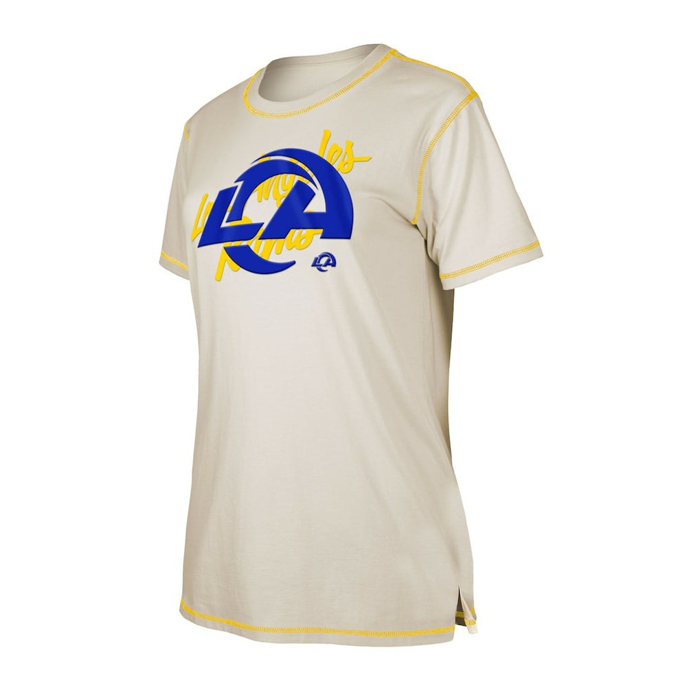 Los Angeles Rams New Era Women's Split T-Shirt - Cream sale