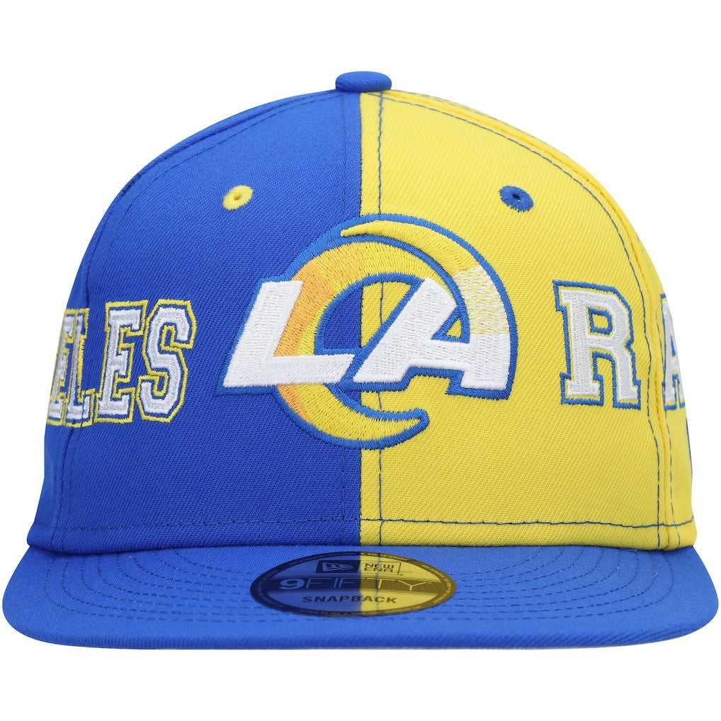 Los Angeles Rams New Era Team Split 9FIFTY Snapback Hat - Royal/Gold discount