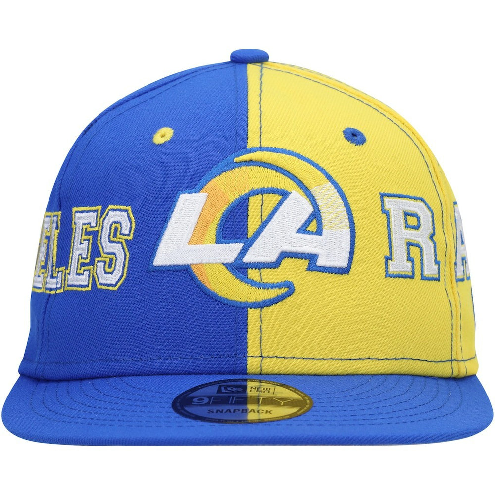 Los Angeles Rams New Era Team Split 9FIFTY Snapback Hat - Royal/Gold discount