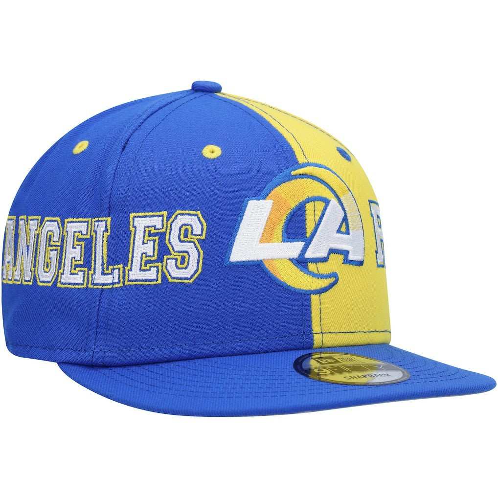 Los Angeles Rams New Era Team Split 9FIFTY Snapback Hat - Royal/Gold discount
