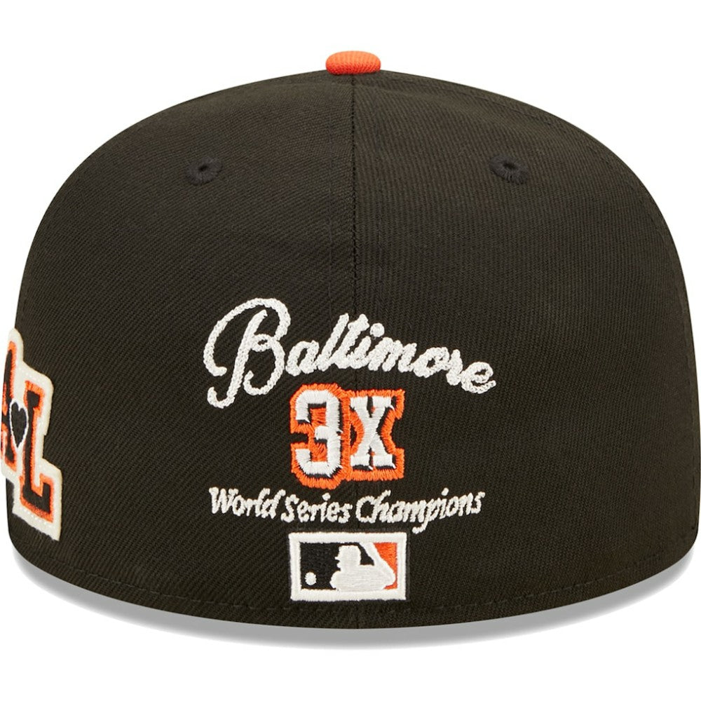 Baltimore Orioles 1983 World Series Champions  Letterman 59FIFTY Fitted Hat Black/Orange