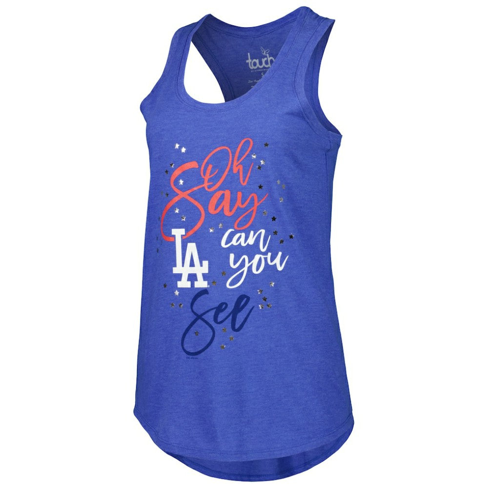 Los Angeles Dodgers Touch Women's Americana Tri-Blend Racerback Tank Top Royal