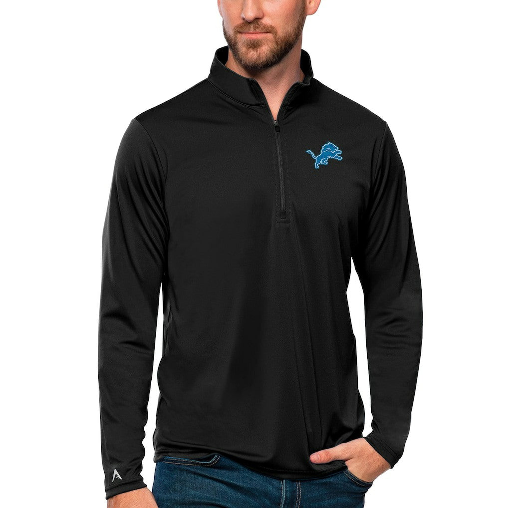 Detroit Lions Antigua Tribute Quarter-Zip Lightweight Pullover Top - Black cheap