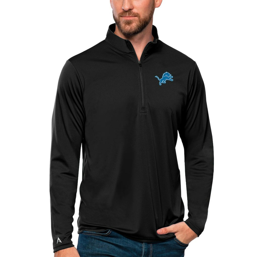 Detroit Lions Antigua Tribute Quarter-Zip Lightweight Pullover Top - Black cheap