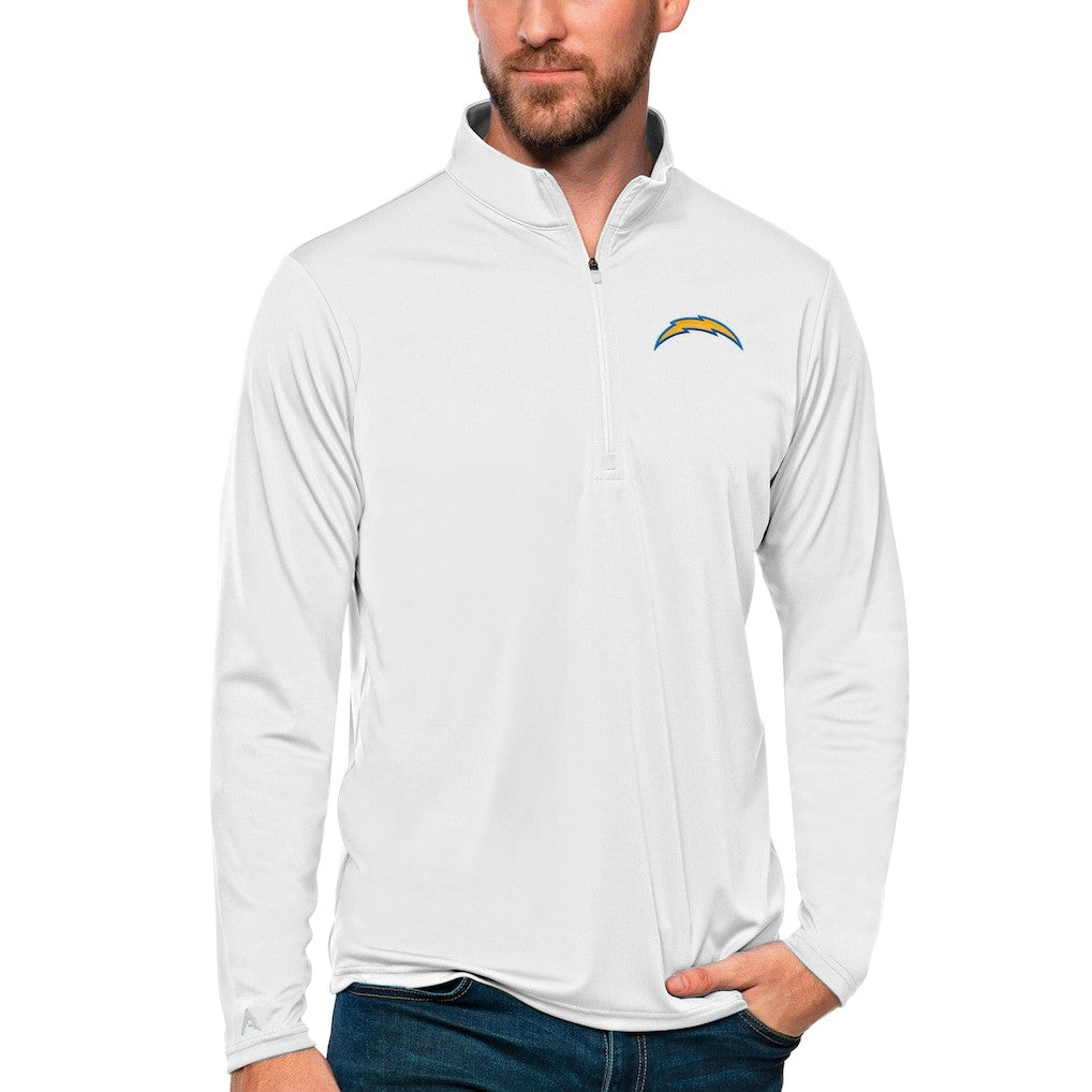 Los Angeles Chargers Antigua Tribute Quarter-Zip Lightweight Pullover Top - White for sale