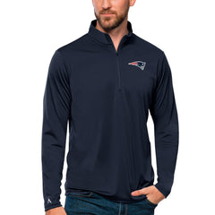 New England Patriots Antigua Tribute Quarter-Zip Lightweight Pullover Top - Navy discount
