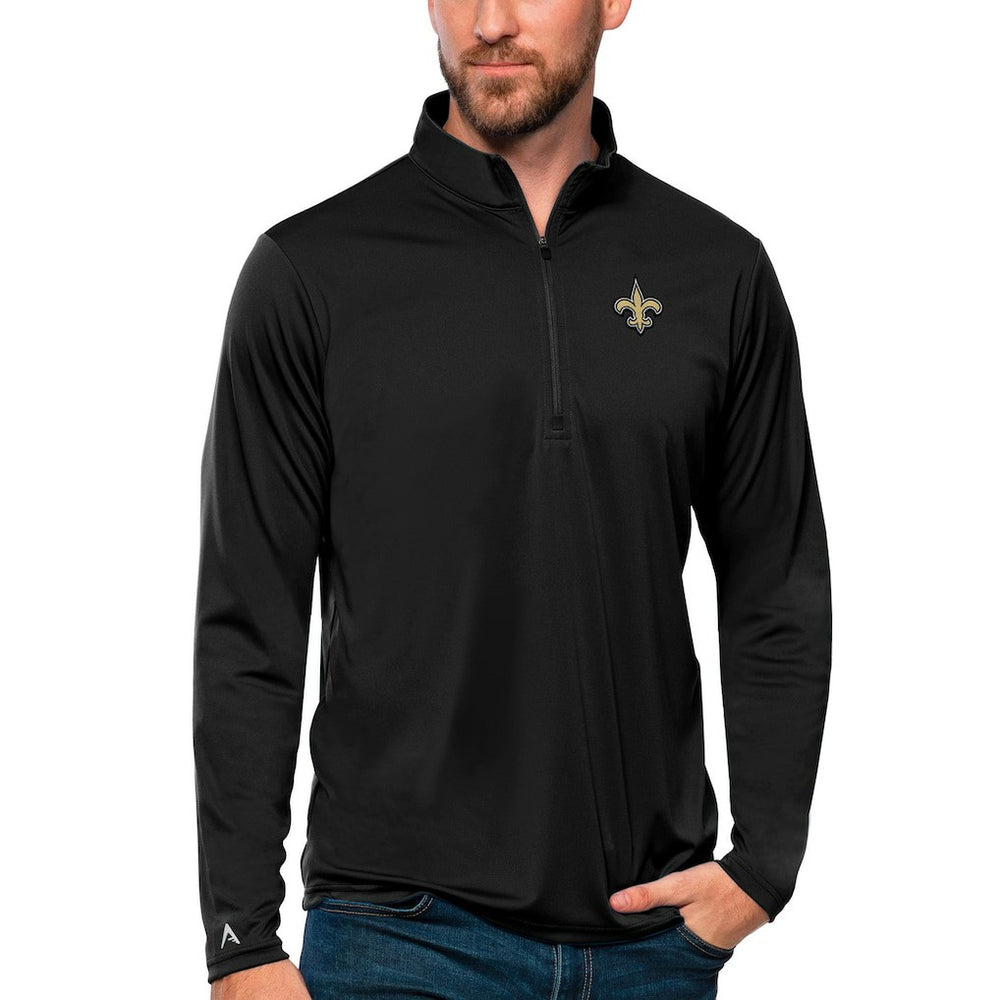 New Orleans Saints Antigua Tribute Quarter-Zip Lightweight Pullover Top - Black on sale
