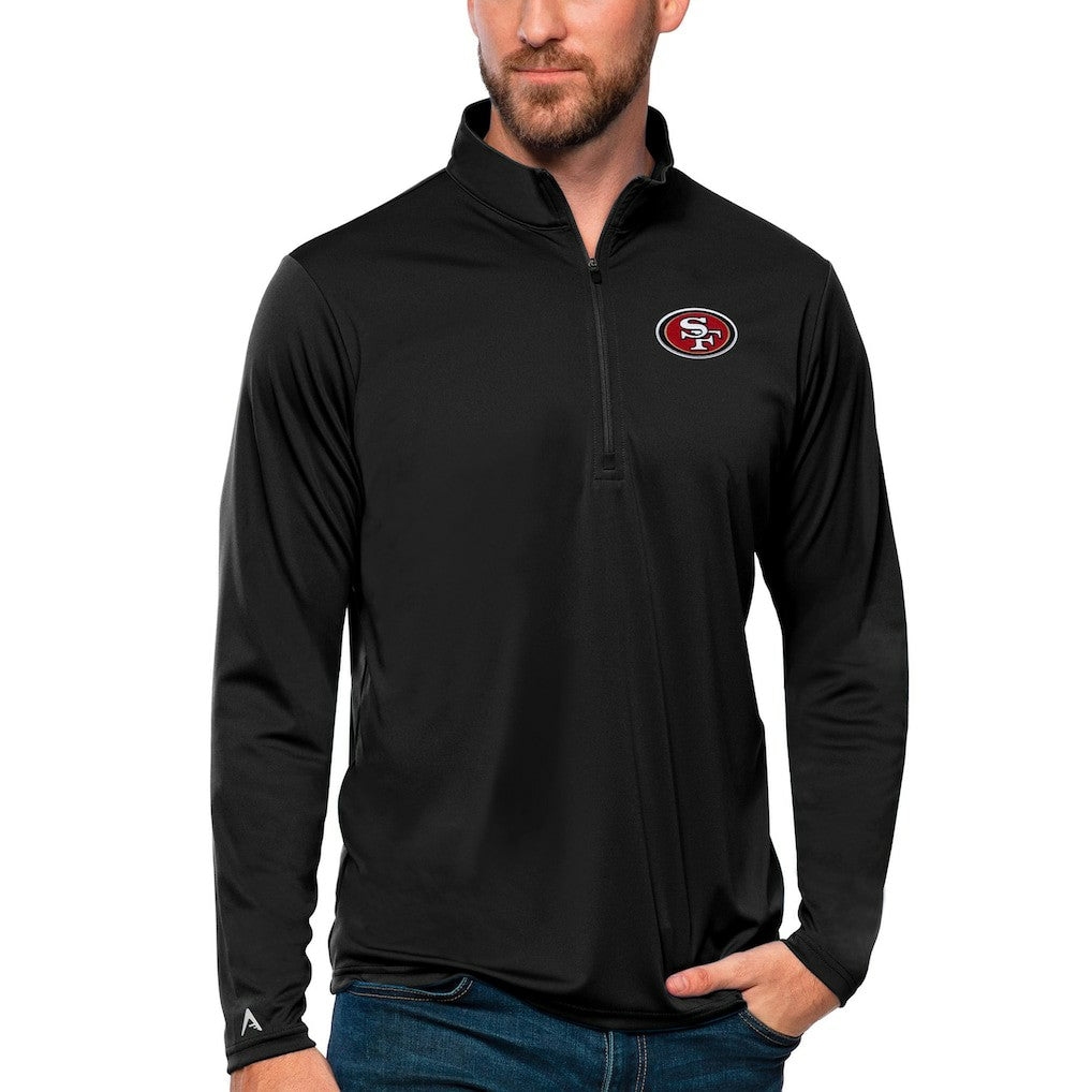 San Francisco 49ers Antigua Tribute Quarter-Zip Lightweight Pullover Top - Black cheap