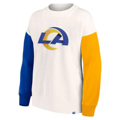 Los Angeles Rams Women's Colorblock Primary Logo Pullover Sweatshirt - White on sale