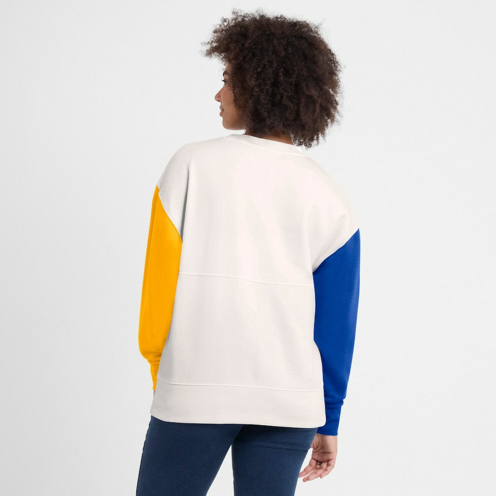 Los Angeles Rams Women's Colorblock Primary Logo Pullover Sweatshirt - White on sale