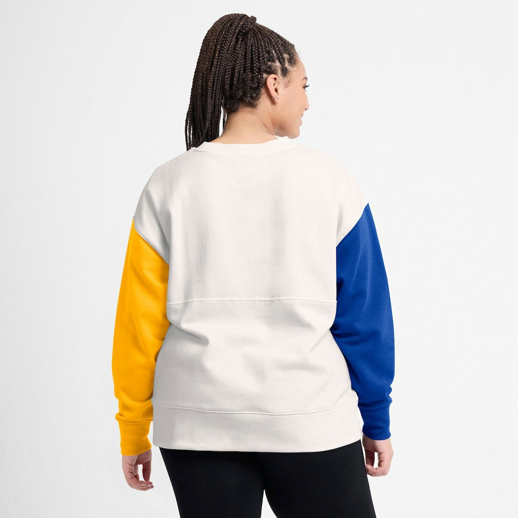 Los Angeles Rams Women's Colorblock Primary Logo Pullover Sweatshirt - White on sale