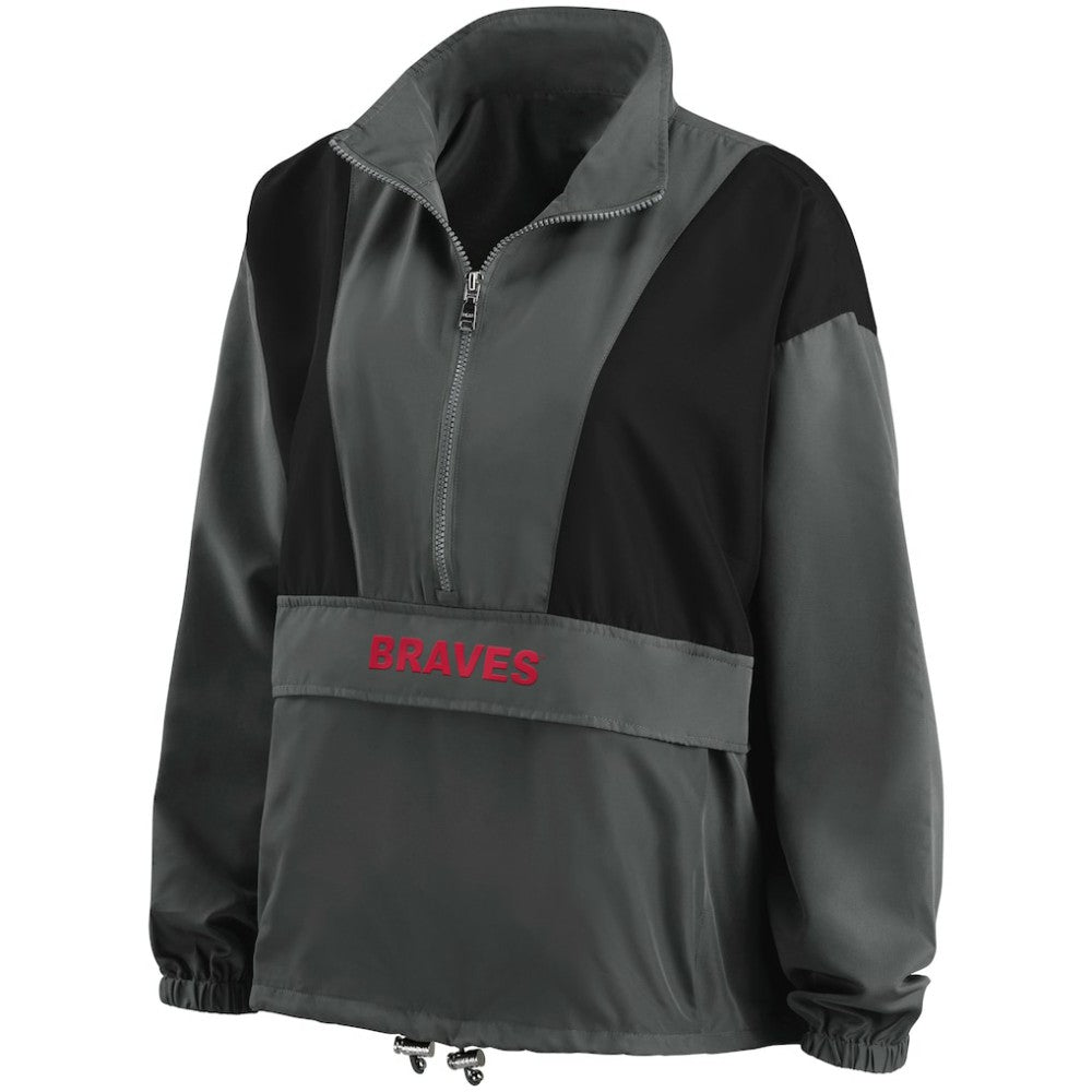 Atlanta Braves WEAR by Erin Andrews Women's Packable Half-Zip Jacket Charcoal