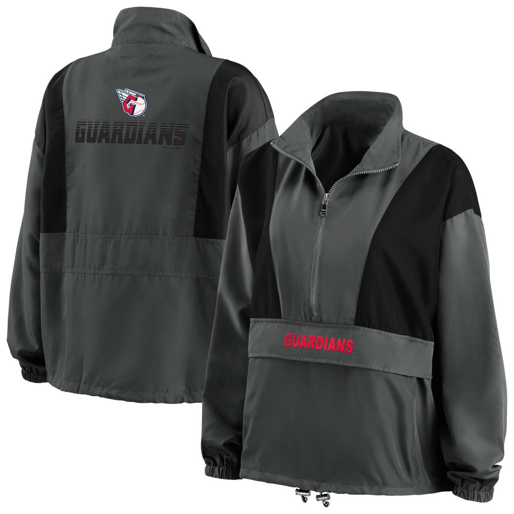 Cleveland Guardians WEAR by Erin Andrews Women's Packable Half-Zip Jacket Charcoal