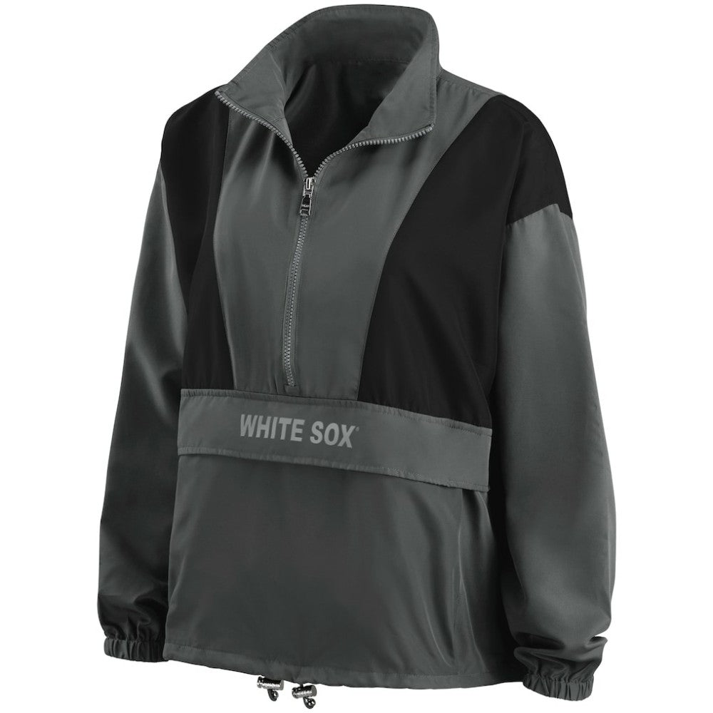 Chicago White Sox WEAR by Erin Andrews Women's Packable Half-Zip Jacket Charcoal