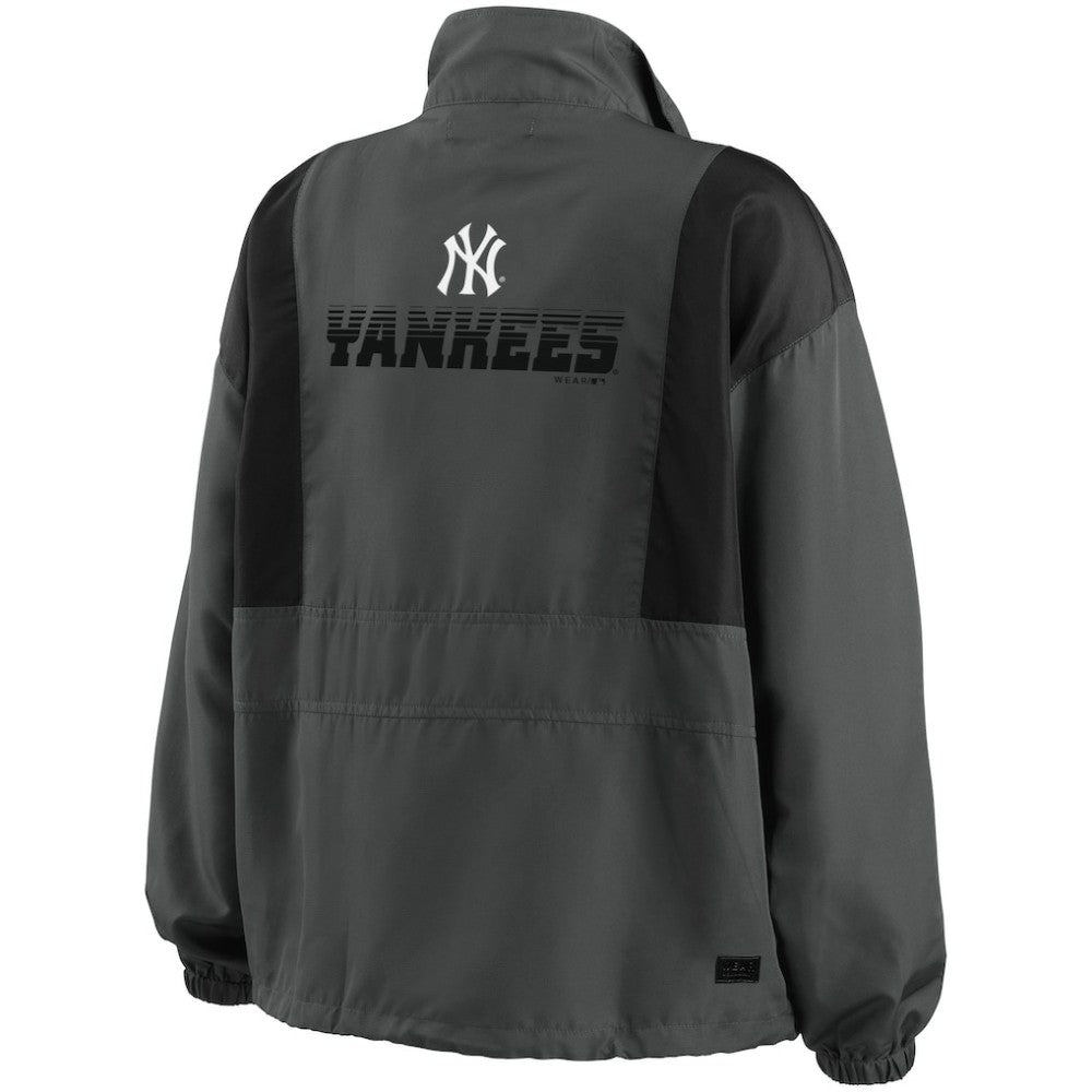 New York Yankees WEAR by Erin Andrews Women's Packable Half-Zip Jacket Charcoal