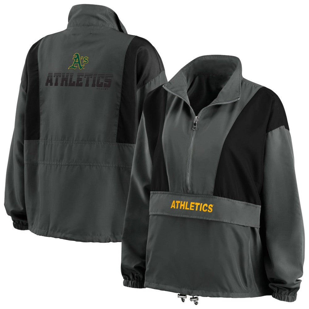Athletics WEAR by Erin Andrews Women's Packable Half-Zip Jacket Charcoal