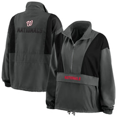 Washington Nationals WEAR by Erin Andrews Women's Packable Half-Zip Jacket Charcoal