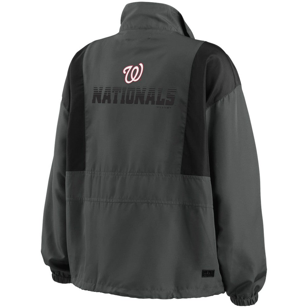 Washington Nationals WEAR by Erin Andrews Women's Packable Half-Zip Jacket Charcoal