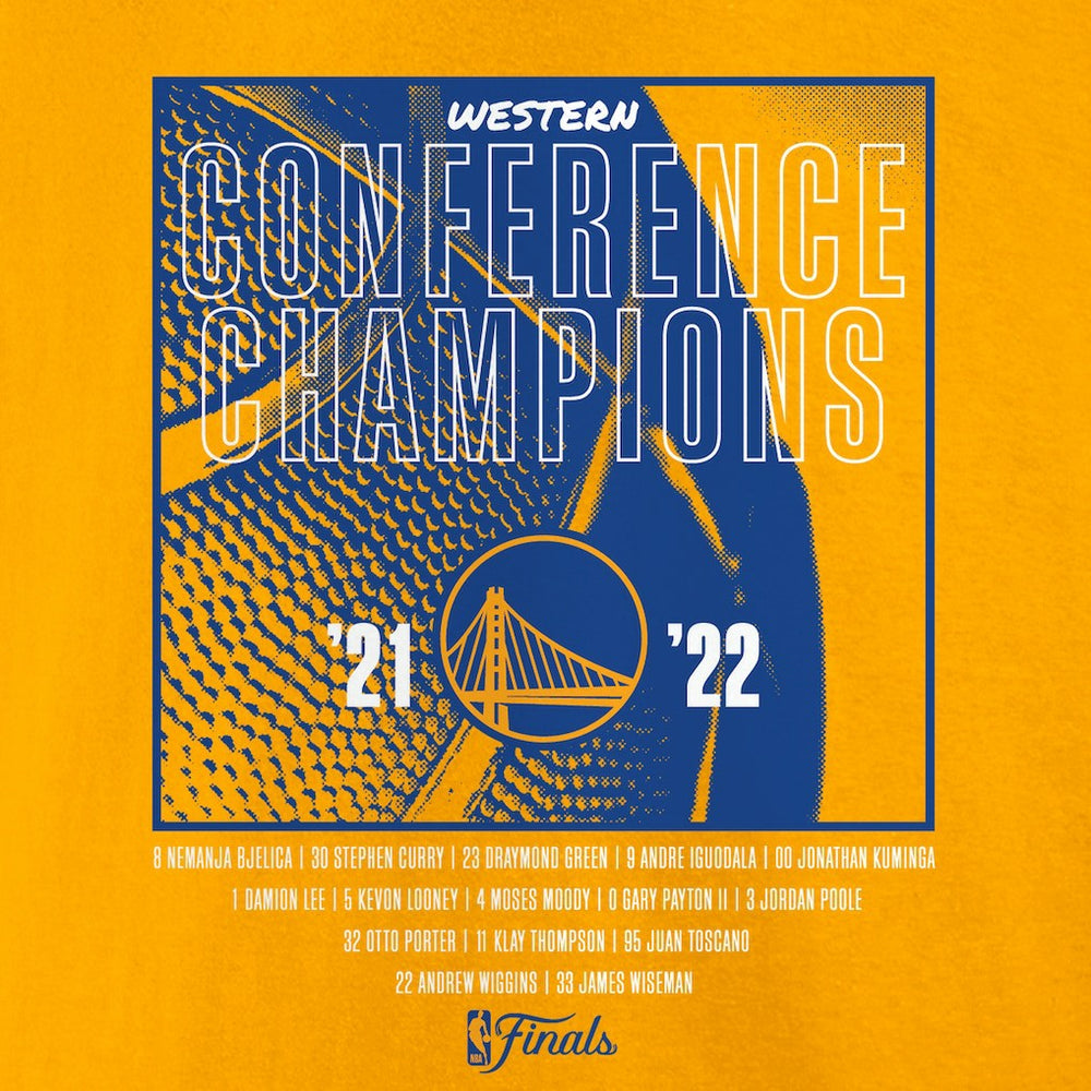 Golden State Warriors Women's 2022 Western Conference Champions Balanced Attack Roster V-Neck T-Shirt sale - Gold shop