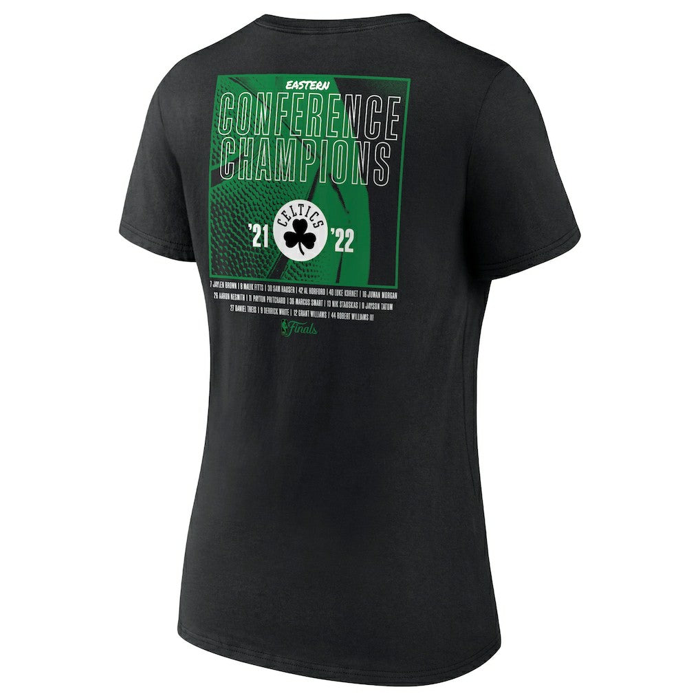 Boston Celtics Women's 2022 Eastern Conference Champions Balanced Attack Roster V-Neck T-Shirt - Black sale