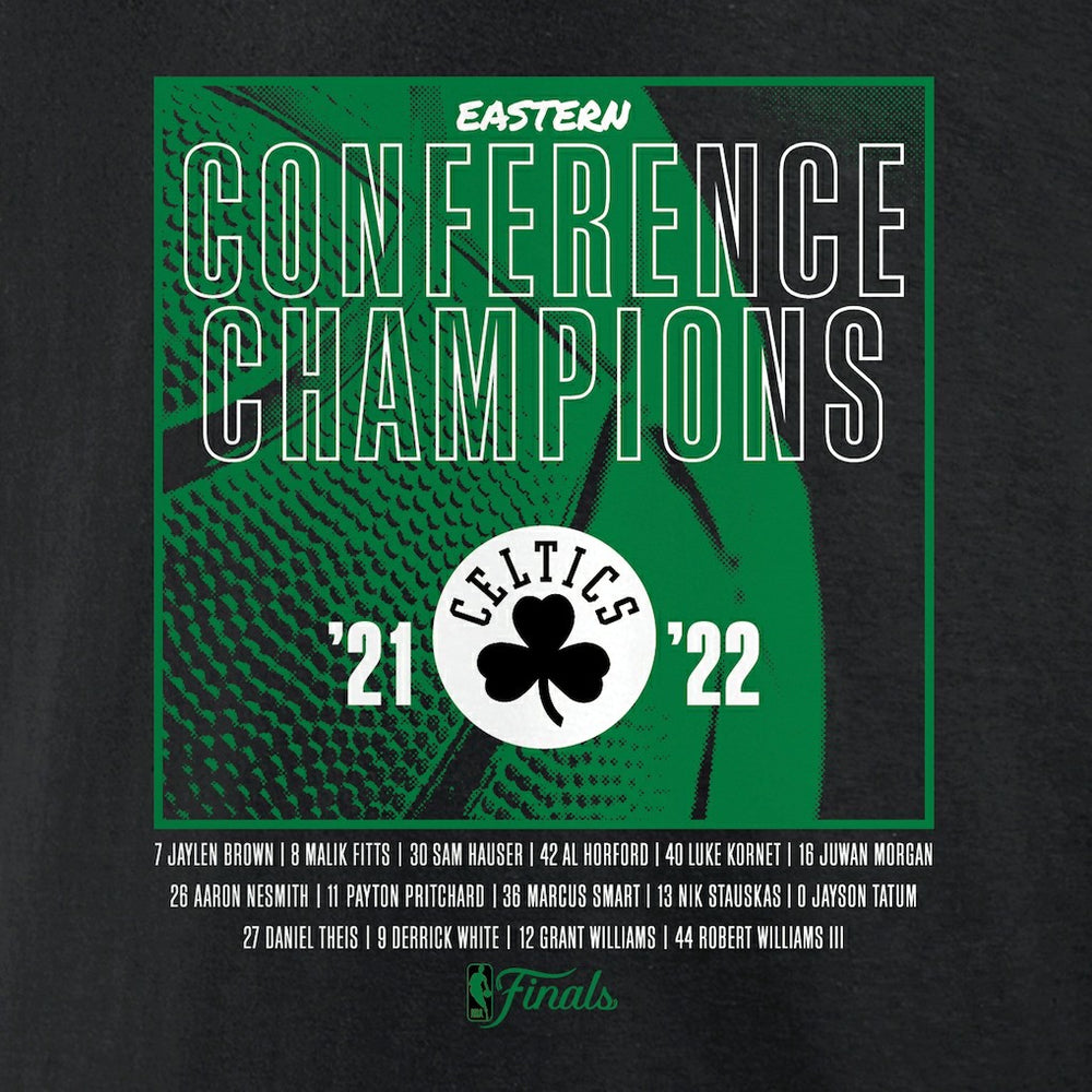 Boston Celtics Women's 2022 Eastern Conference Champions Balanced Attack Roster V-Neck T-Shirt - Black sale
