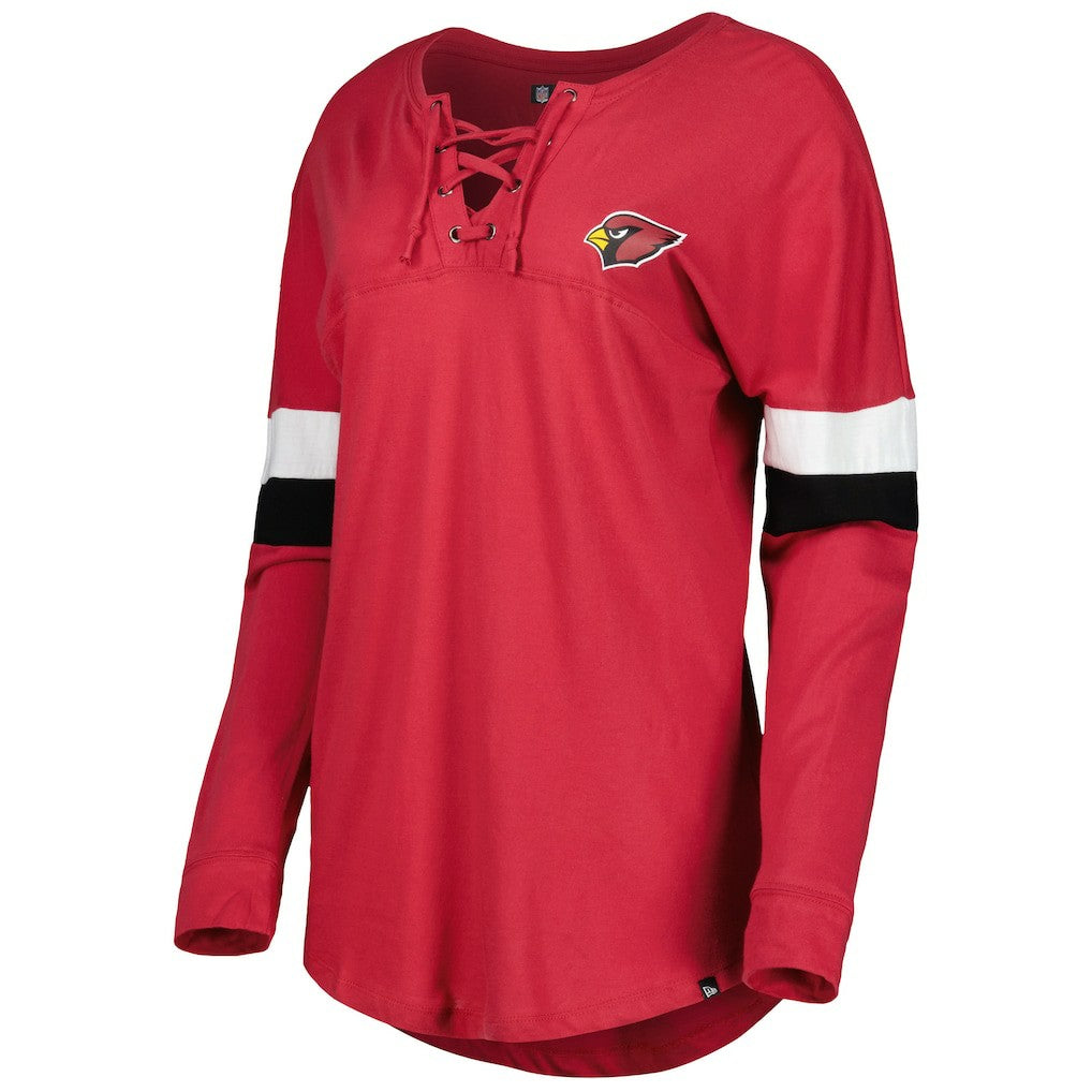 Arizona Cardinals New Era Women's Athletic Varsity Lace-Up Lightweight Long Sleeve T-Shirt - Cardinal for sale